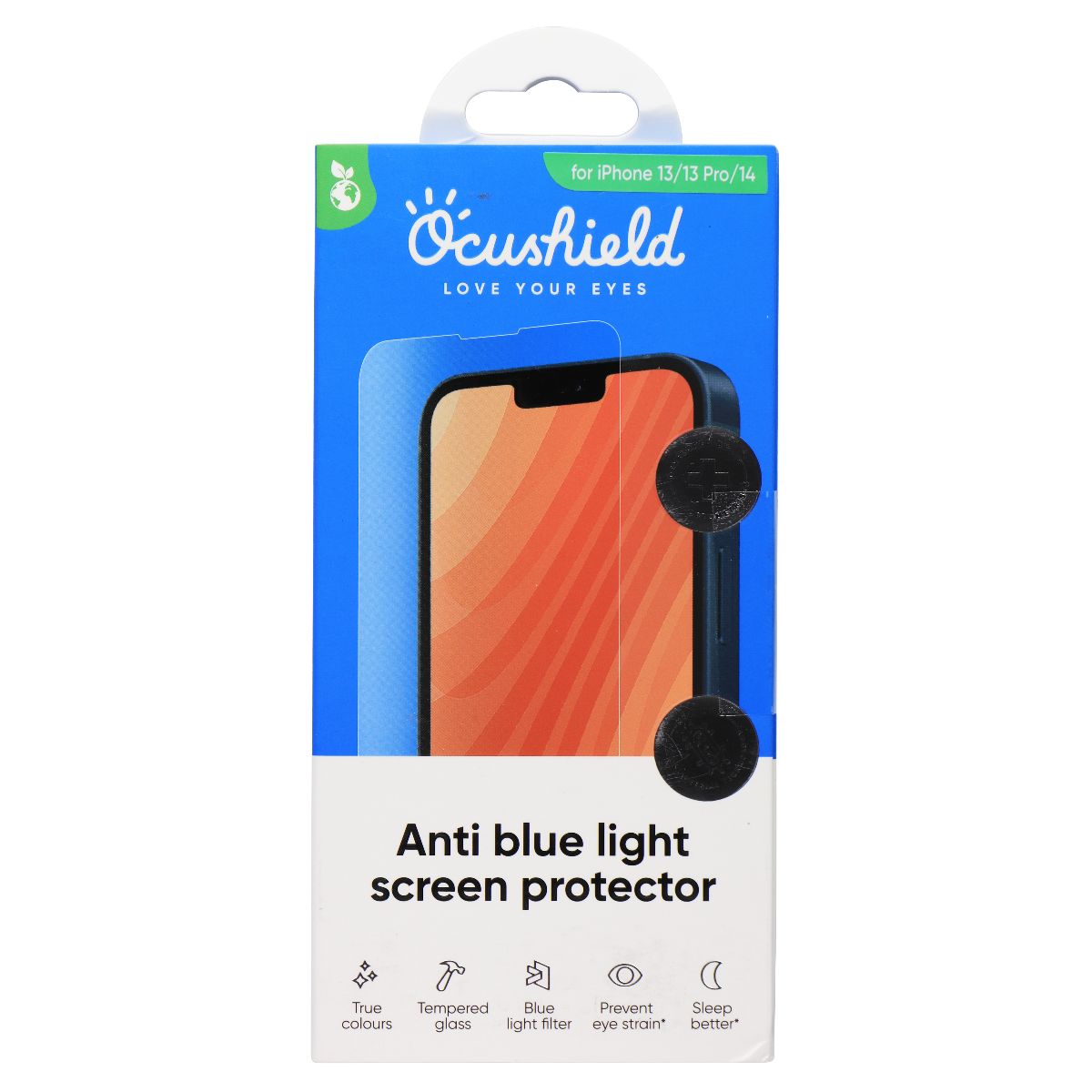 Ocushield Anti Blue Light Tempered Glass Screen Protector for iPhone 13/13Pro/14 Cell Phone - Screen Protectors Ocushield    - Simple Cell Bulk Wholesale Pricing - USA Seller