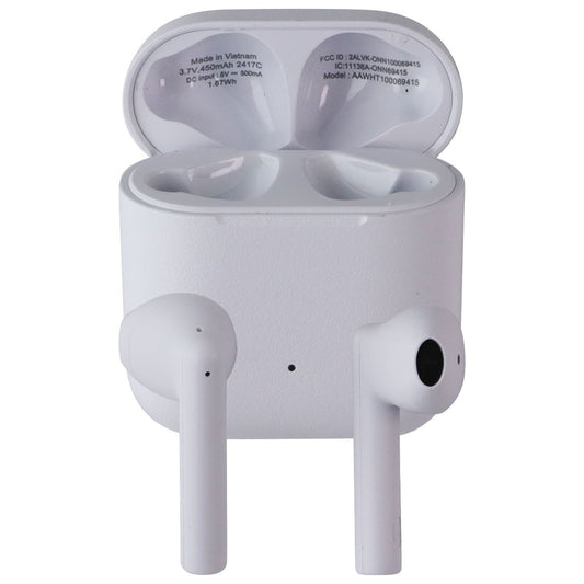 Onn Bluetooth Wireless Earphones w/Noise-Canceling Mic and Charging Case - White