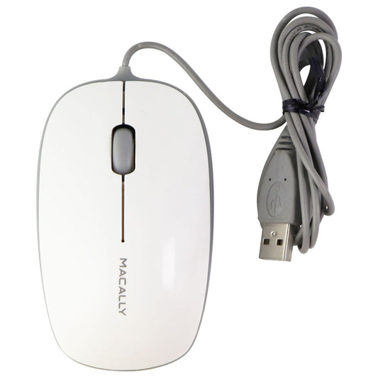 Macally Wired USB Optical Bumper Mouse for Windows PC & More - White/Gray Keyboards/Mice - Mice, Trackballs & Touchpads Macally - Simple Cell Bulk Wholesale Pricing - USA Seller