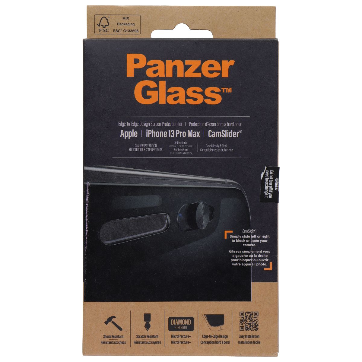 PanzerGlass Privacy Tempered Glass Screen Protector for Apple iPhone 14 Pro Cell Phone - Screen Protectors PanzerGlass - Simple Cell Bulk Wholesale Pricing - USA Seller