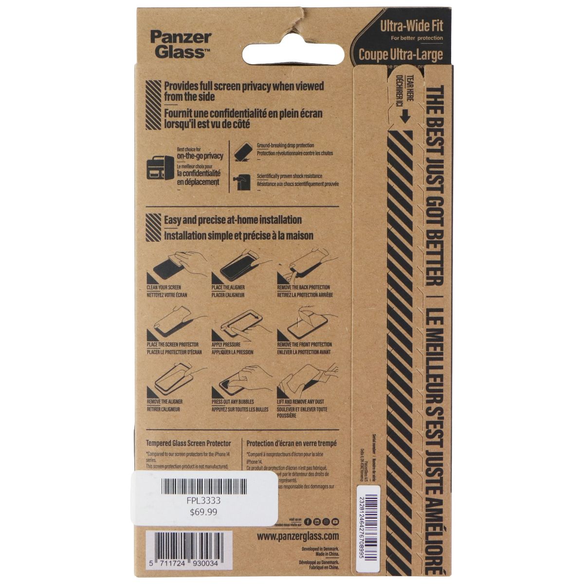 Panzer Ultra-Wide Privacy Screen Tempered Glass for Apple iPhone 15 Pro Max