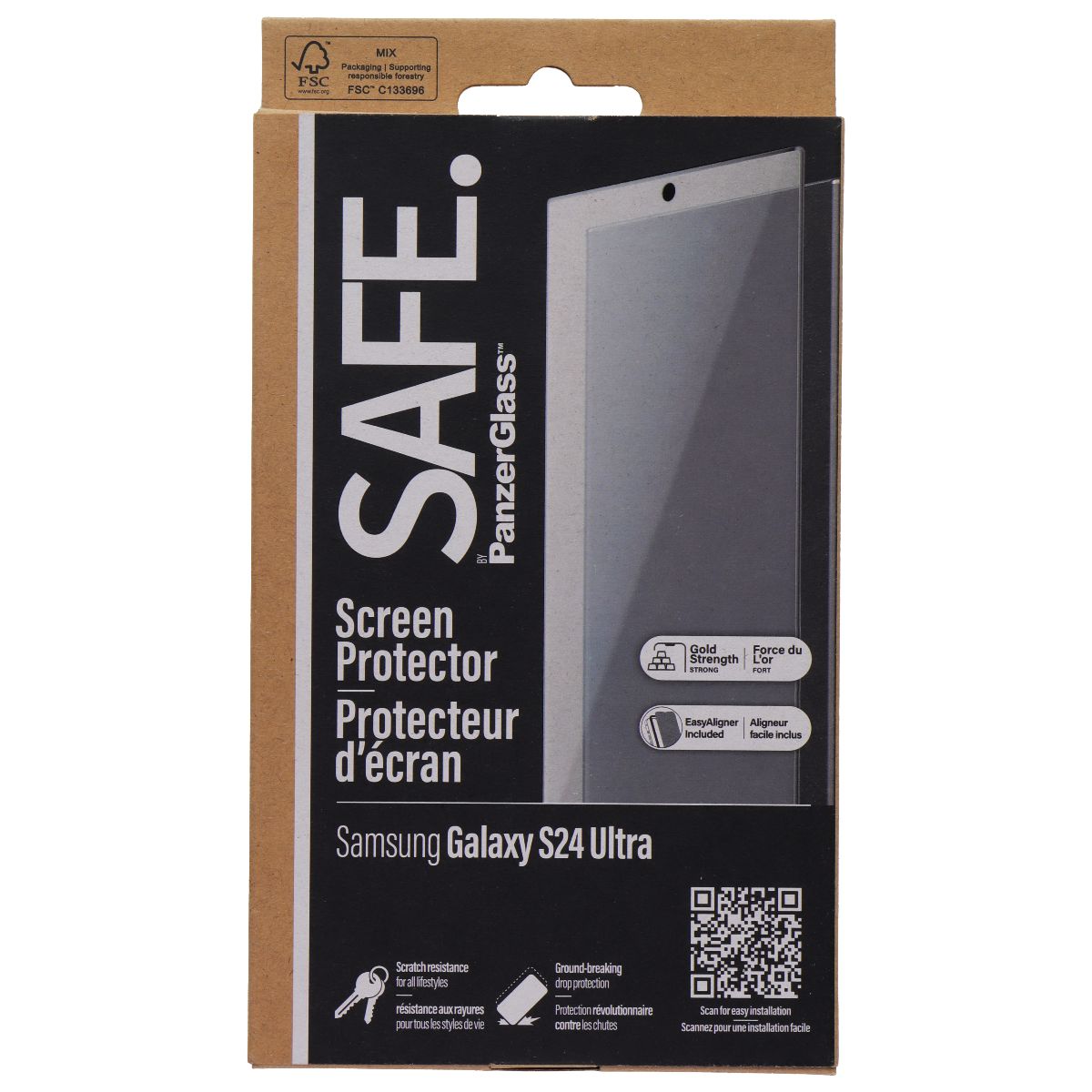 PanzerGlass Safe Series Glass Screen Protector for Samsung Galaxy S24 Ultra Cell Phone - Screen Protectors PanzerGlass - Simple Cell Bulk Wholesale Pricing - USA Seller