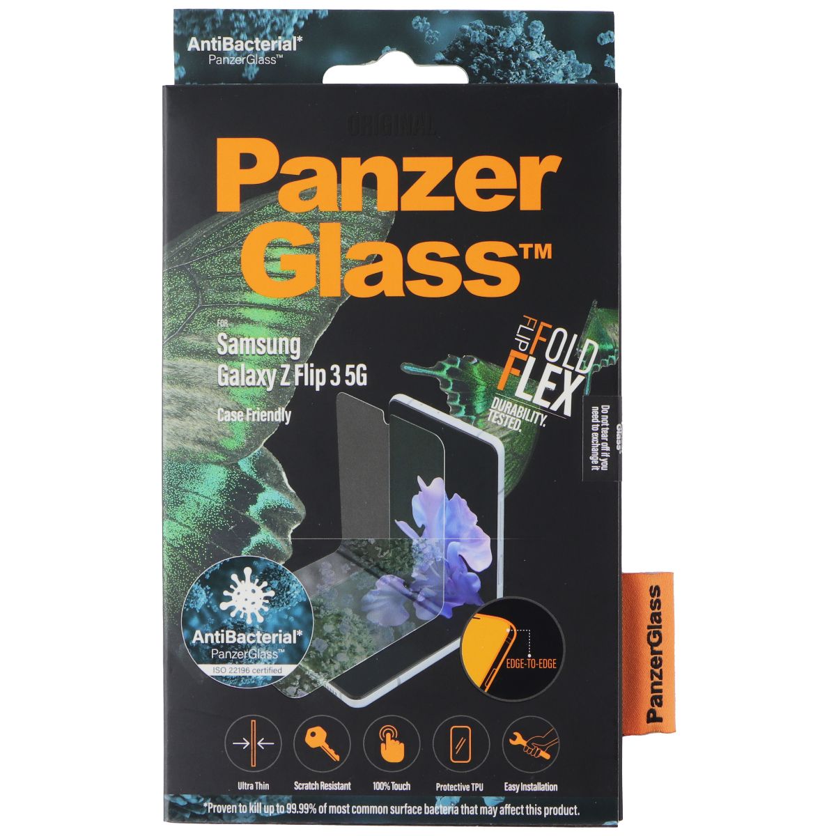 PanzerGlass Flip Fold Flex Screen Protector for Samsung Galaxy Z Flip 3 5G Cell Phone - Screen Protectors PanzerGlass - Simple Cell Bulk Wholesale Pricing - USA Seller