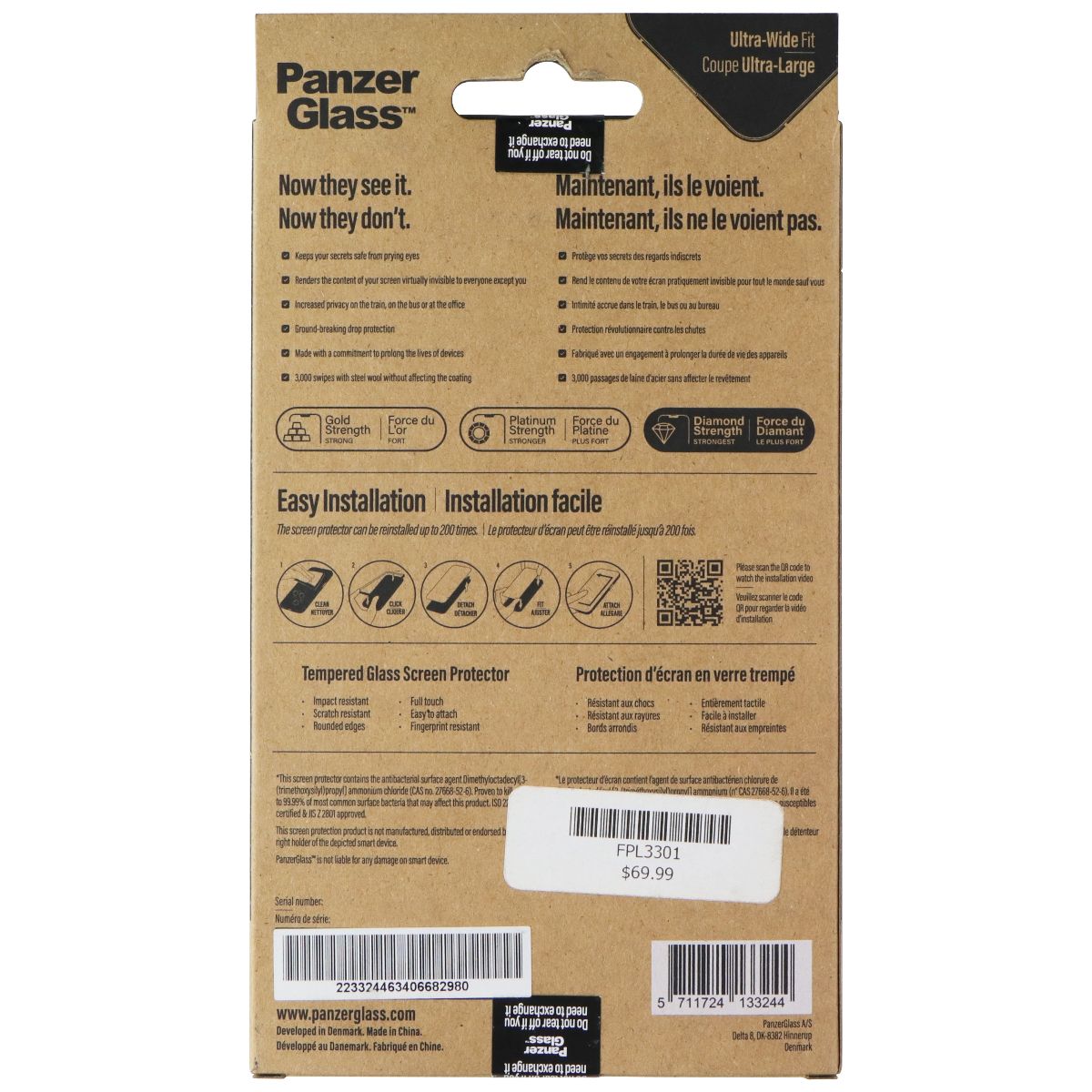 PanzerGlass Privacy Ultra-Wide Fit Screen Protector for Apple iPhone 14 Pro Max Cell Phone - Screen Protectors PanzerGlass - Simple Cell Bulk Wholesale Pricing - USA Seller