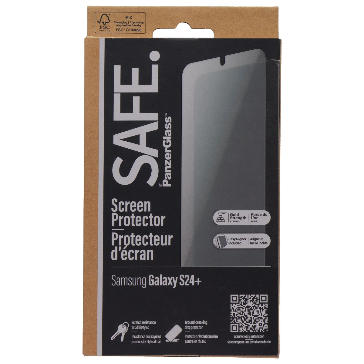 PanzerGlass Safe Series Tempered Glass Screen Protector for Samsung Galaxy S24+ Cell Phone - Screen Protectors PanzerGlass    - Simple Cell Bulk Wholesale Pricing - USA Seller