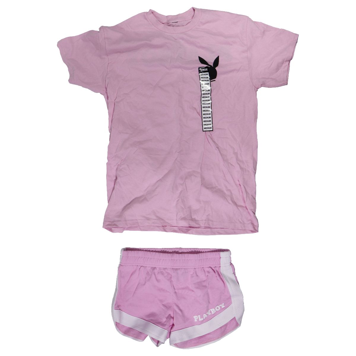 Cotton T-Shirt (M) and Shorts (S) Playboy Set - Pink Clothing & Accessories - Safety & Reflective Gear Playboy - Simple Cell Bulk Wholesale Pricing - USA Seller