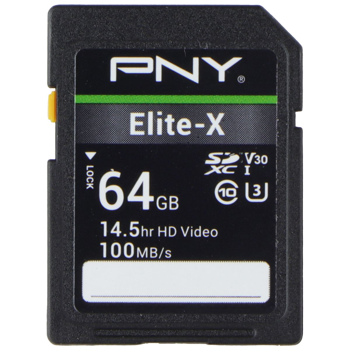 PNY 64GB Elite-X SDXC Flash Memory Card - Class 10 USH-I U3 V30 (100MB/s) Digital Camera - Memory Cards PNY - Simple Cell Bulk Wholesale Pricing - USA Seller