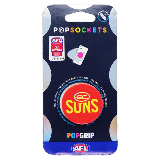 PopSockets PopGrip Expanding Stand Grip w/Swappable Top - AFL Gold Coast Suns Cell Phone - Mounts & Holders PopSockets - Simple Cell Bulk Wholesale Pricing - USA Seller
