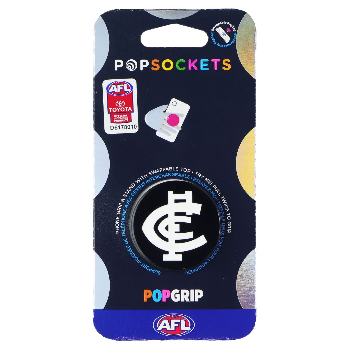 PopSockets PopGrip Expanding Stand Grip w/ Swappable Top - AFL Cartlon FC Cell Phone - Mounts & Holders PopSockets - Simple Cell Bulk Wholesale Pricing - USA Seller