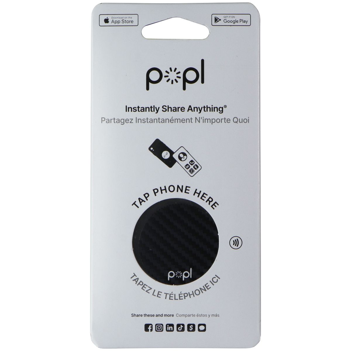 popl Flat Dot Digital Business Card Phone Tag - Carbon Fiber Cell Phones - Other Accessories popl - Simple Cell Bulk Wholesale Pricing - USA Seller