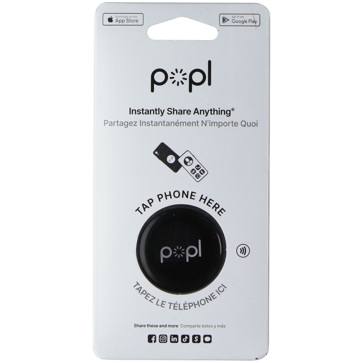 popl Flat Dot Digital Business Card Phone Tag - Black Cell Phone - Other Accessories popl    - Simple Cell Bulk Wholesale Pricing - USA Seller