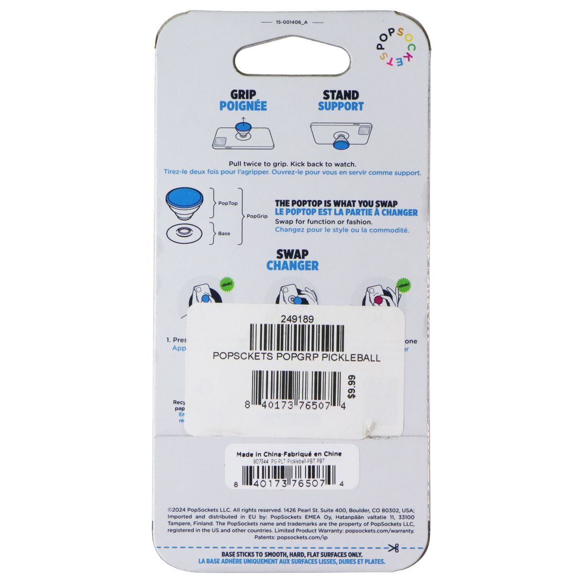 PopSockets Phone Grip and Stand with Swappable Top - Pickleball Cell Phone - Mounts & Holders PopSockets - Simple Cell Bulk Wholesale Pricing - USA Seller