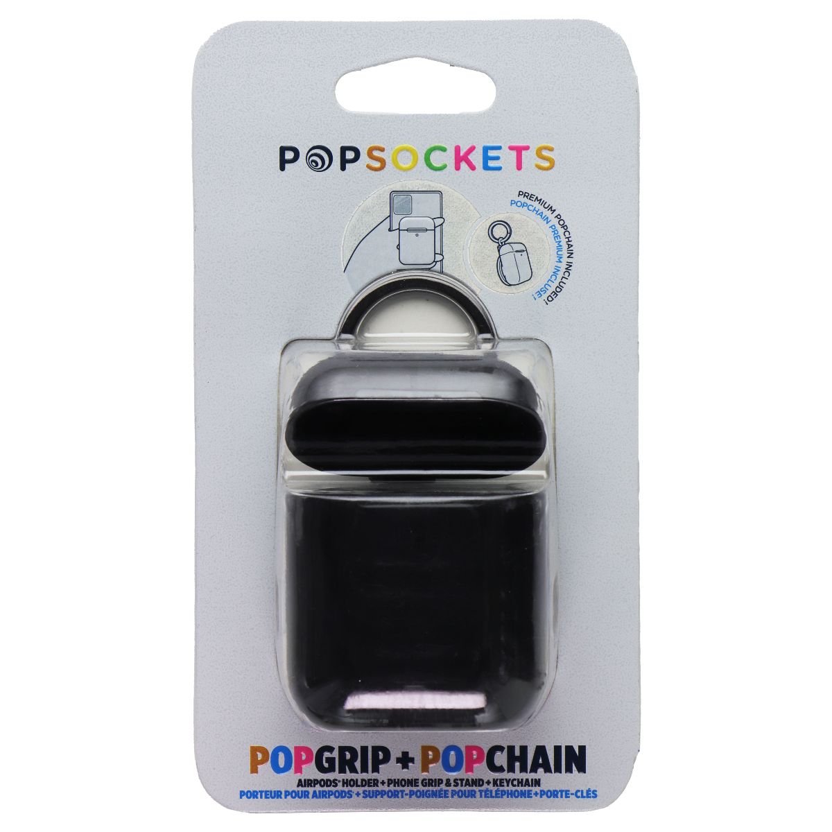 PopSockets PopGrip + PopChain AirPods 1/2 Holder & Keychain - Black iPod, Audio Player Accessories - Cases, Covers & Skins PopSockets - Simple Cell Bulk Wholesale Pricing - USA Seller