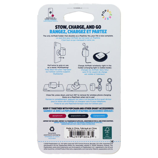 PopSockets PopGrip + PopChain AirPods Holder + Grip + Stand + Keychain - Purple Cell Phone - Other Accessories PopSockets - Simple Cell Bulk Wholesale Pricing - USA Seller