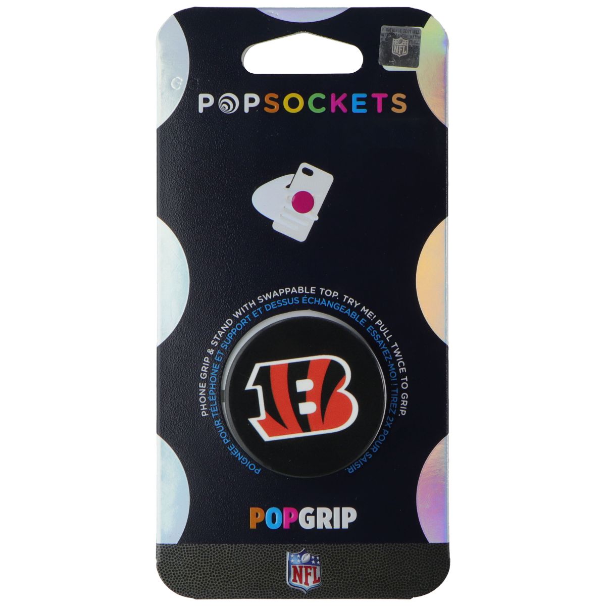 PopSockets PopGrip Expanding Stand and Grip w/Swappable Top - NFL Bengals Logo Cell Phone - Mounts & Holders PopSockets    - Simple Cell Bulk Wholesale Pricing - USA Seller