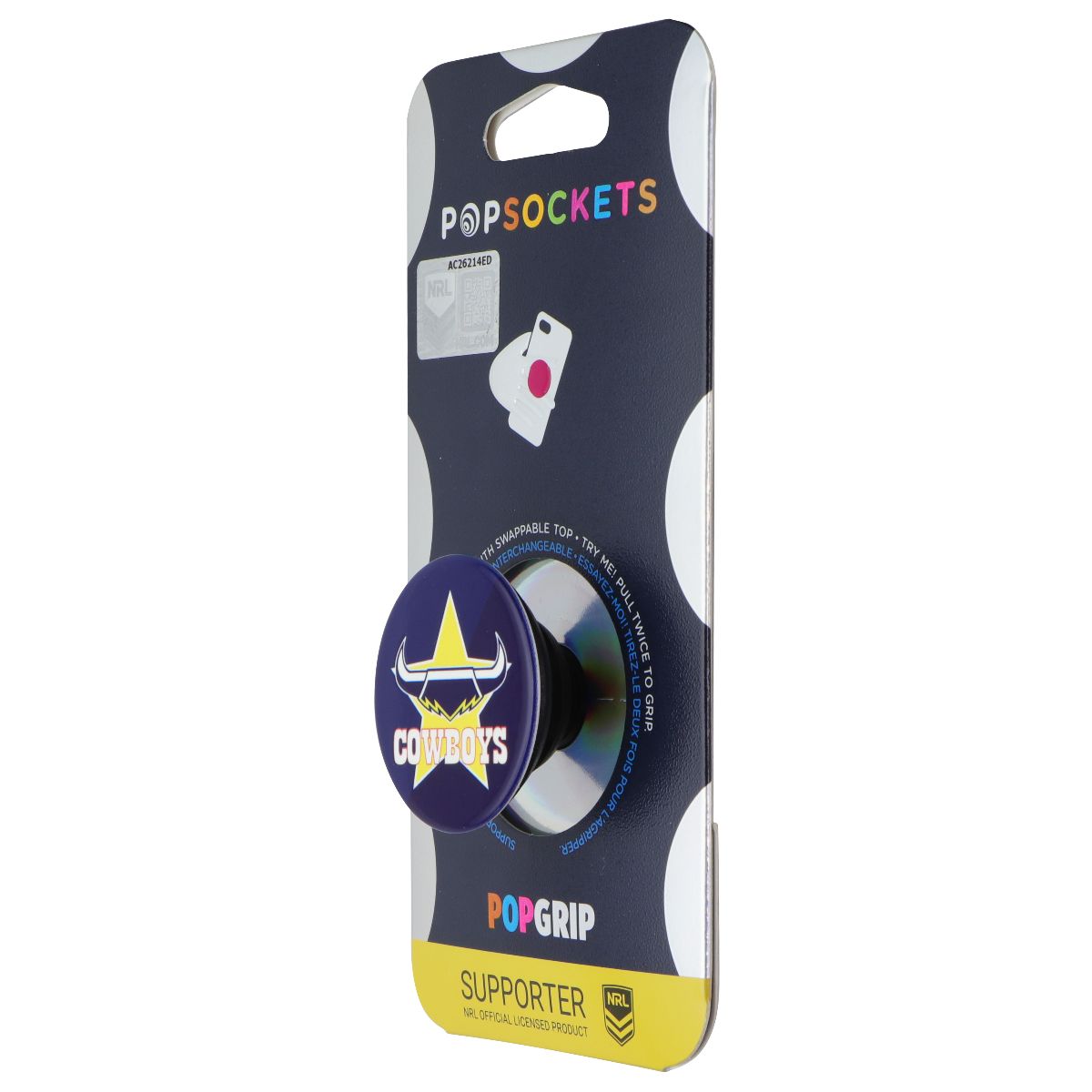PopSockets PopGrip Expanding Stand Grip w/ Swap Top - NRL North Qnsland Cowboys Cell Phone - Mounts & Holders PopSockets - Simple Cell Bulk Wholesale Pricing - USA Seller