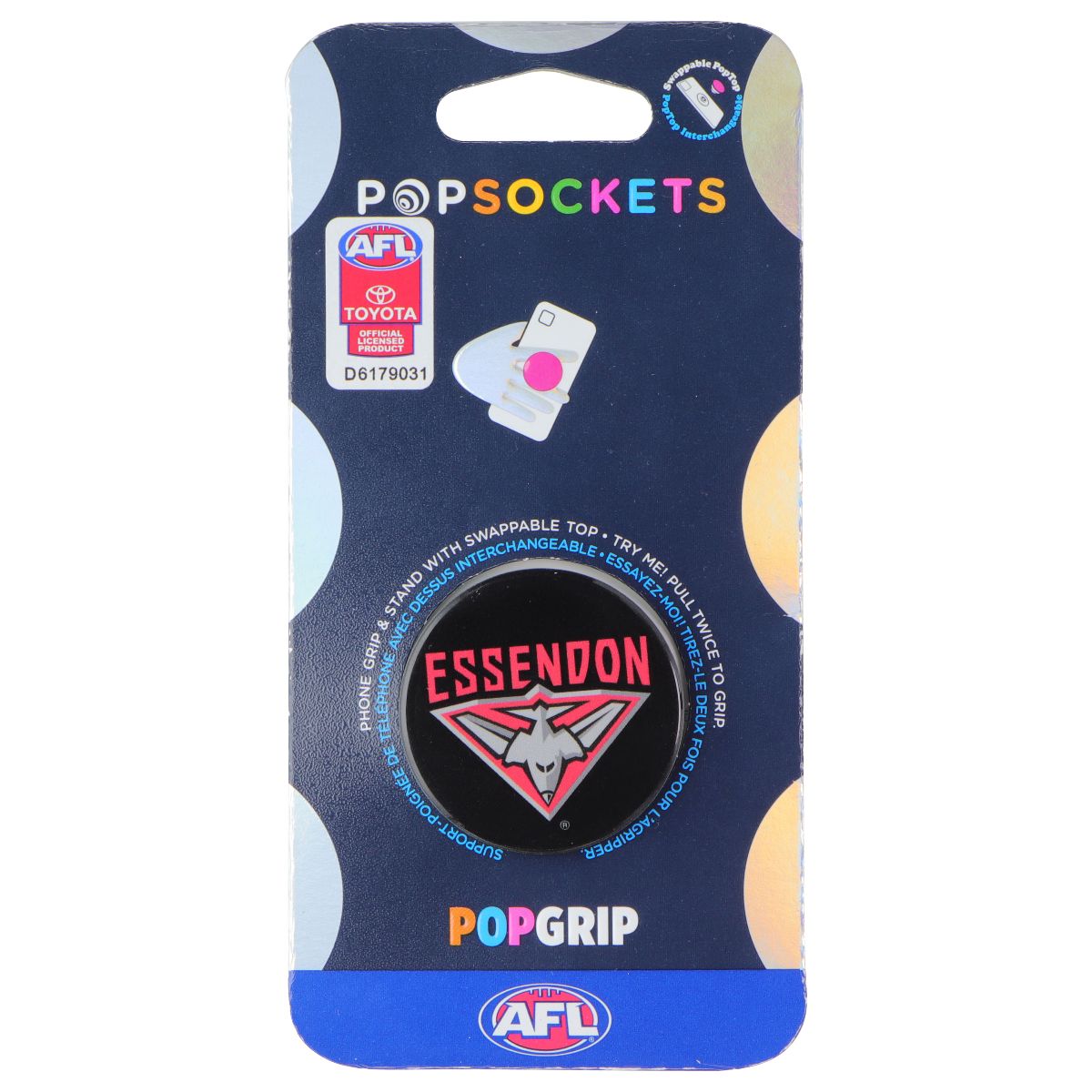 PopSockets PopGrip Expanding Stand Grip w/Swappable Top - AFL Essendon Bomber Cell Phone - Mounts & Holders PopSockets - Simple Cell Bulk Wholesale Pricing - USA Seller