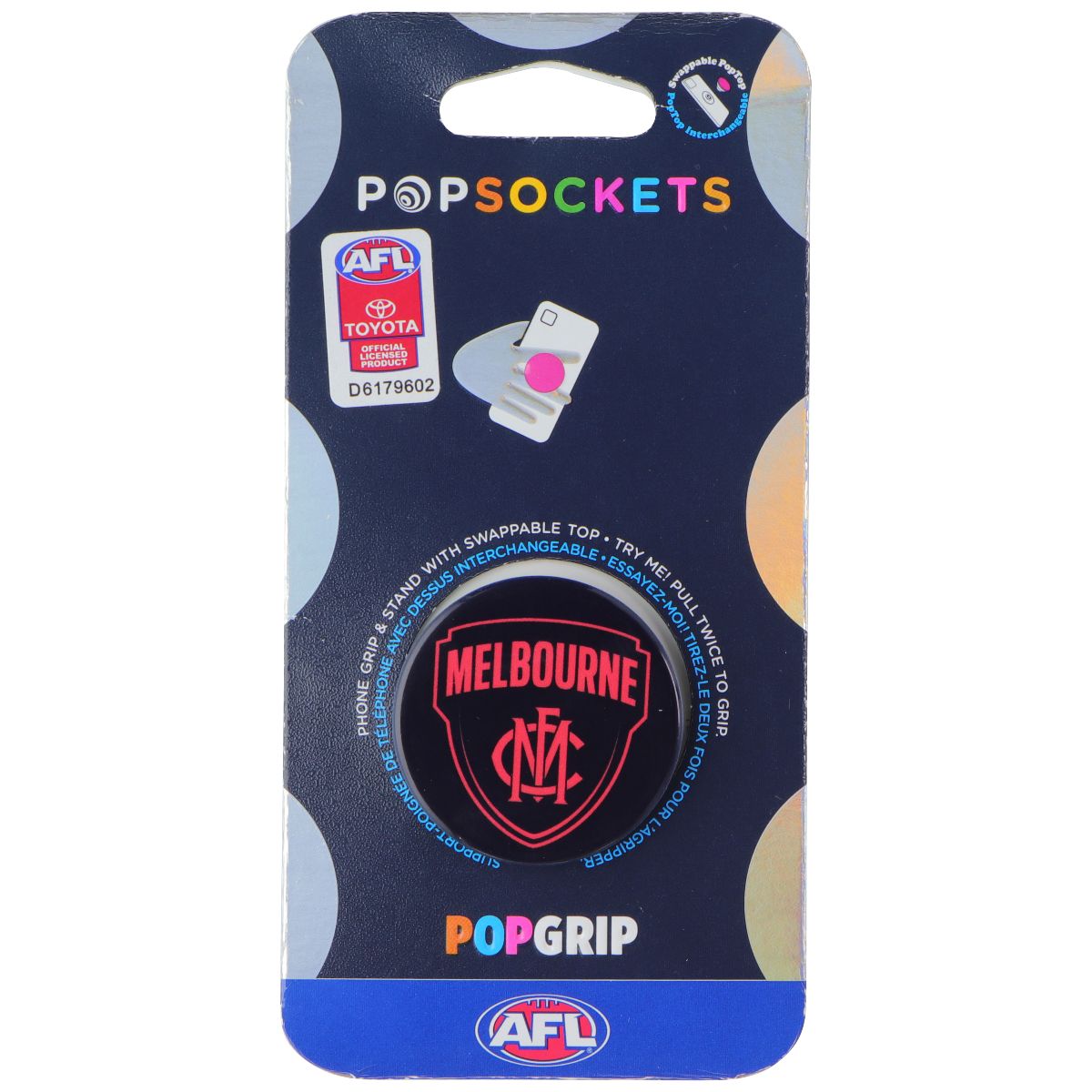 PopSockets PopGrip Expanding Stand Grip w/ Swappable Top - AFL Melbourne FC Cell Phone - Mounts & Holders PopSockets - Simple Cell Bulk Wholesale Pricing - USA Seller