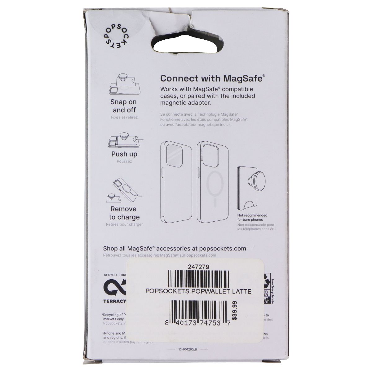 PopSockets Magnetic Phone Wallet+ w/Adapter Ring for MagSafe - Latte