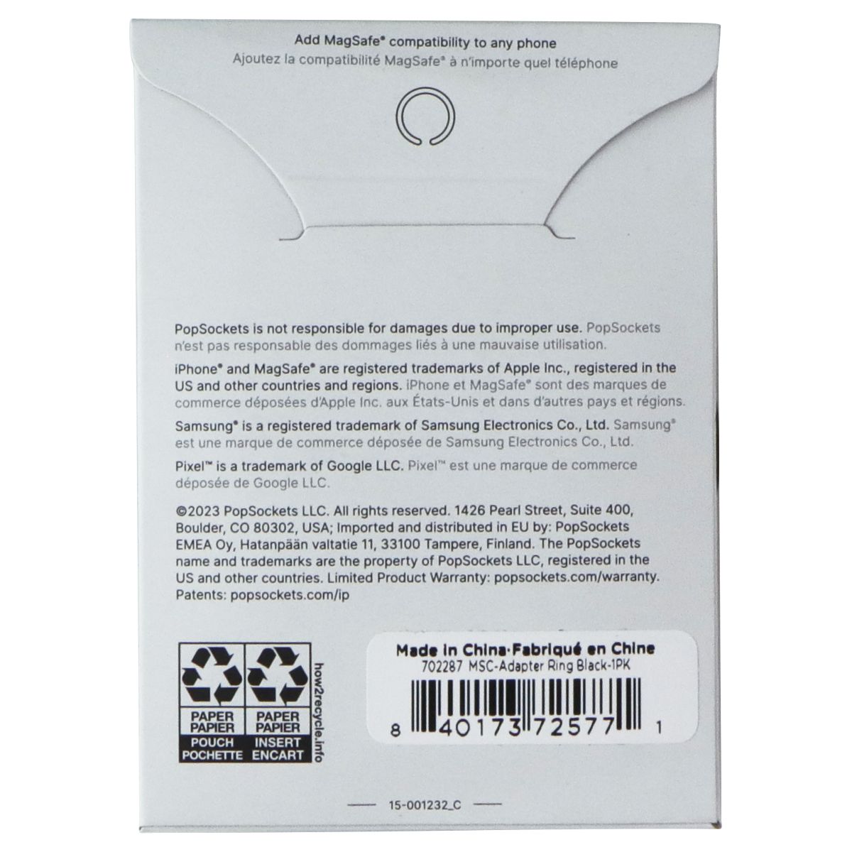 PopSockets Magnetic Phone Grip and Stand for MagSafe - Black Speckle Cell Phone - Mounts & Holders PopSockets - Simple Cell Bulk Wholesale Pricing - USA Seller