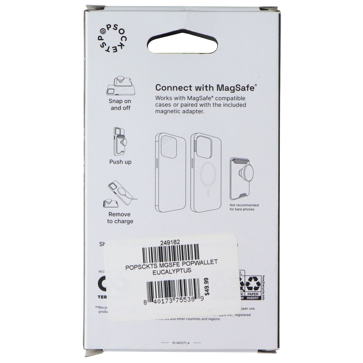 PopSockets Leather PopWallet+ Phone Wallet with Grip for MagSafe - Eucalyptus