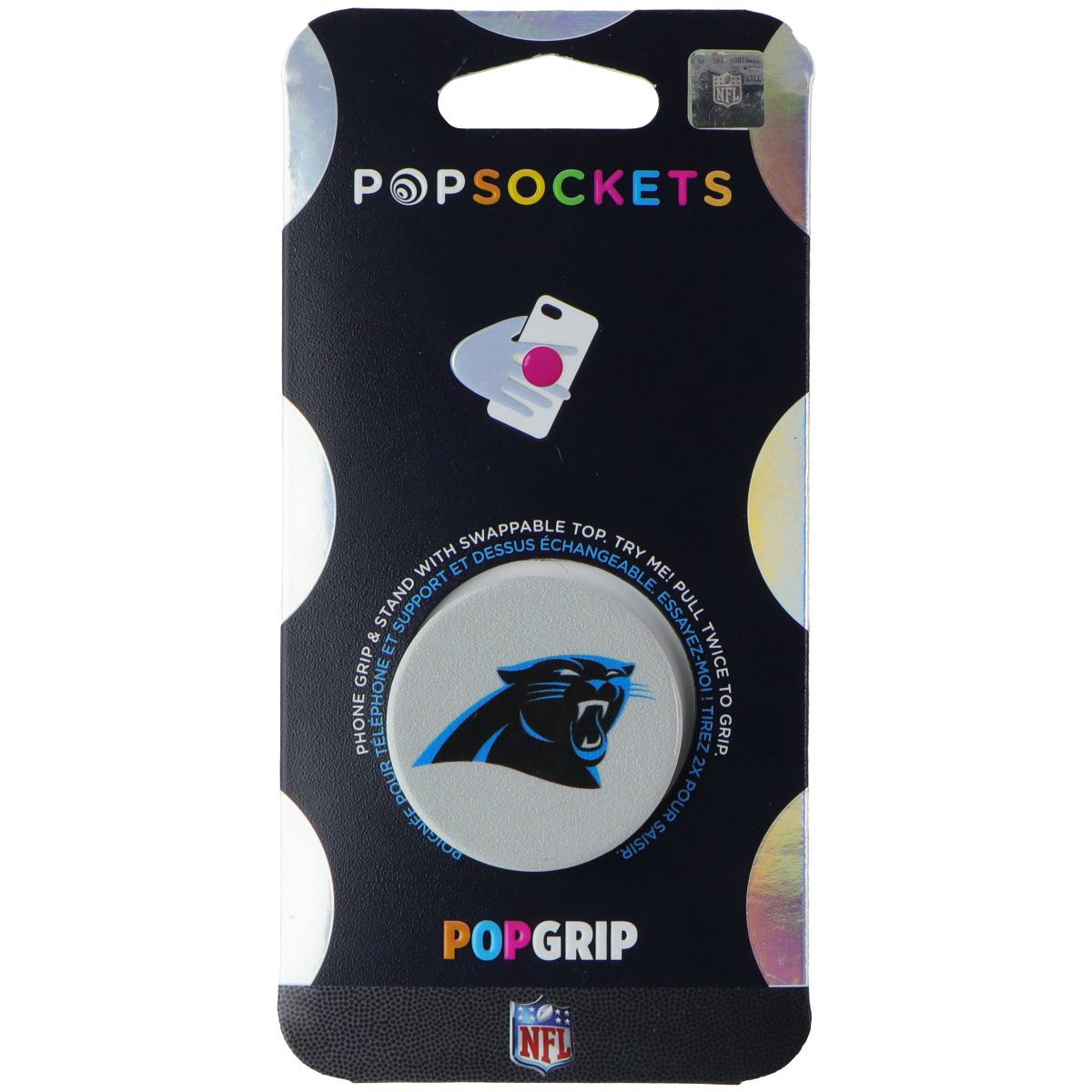 PopSockets PopGrip Expanding Stand and Grip w/Swappable Top - NFL Panthers Logo Cell Phone - Mounts & Holders PopSockets    - Simple Cell Bulk Wholesale Pricing - USA Seller