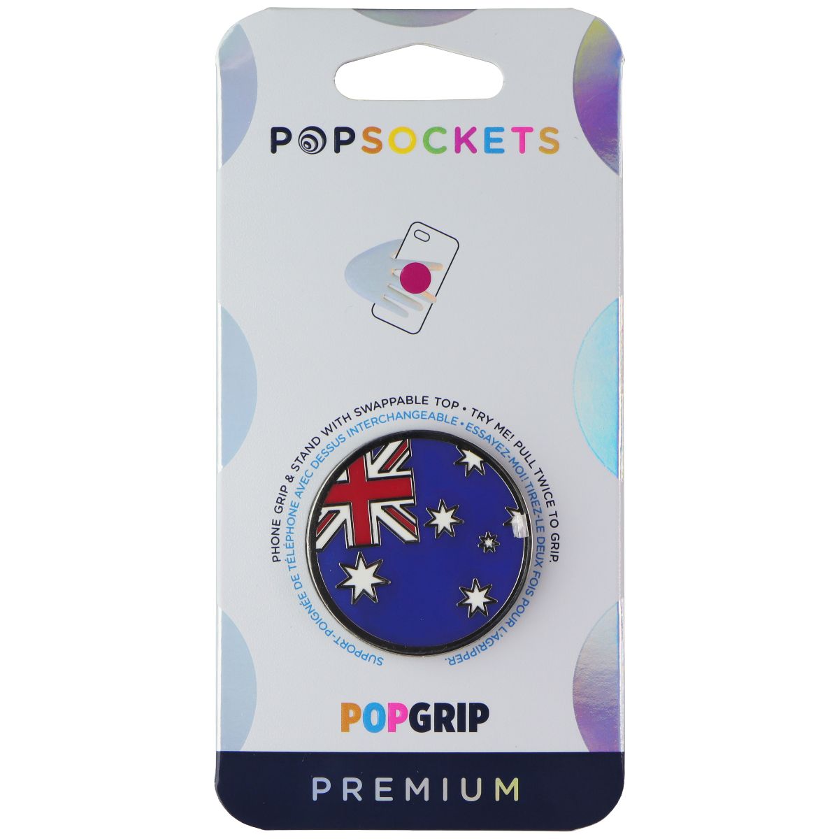PopSockets PopGrip Swappable Grip & Stand - Australian Flag/Enamel Cell Phone - Mounts & Holders PopSockets - Simple Cell Bulk Wholesale Pricing - USA Seller