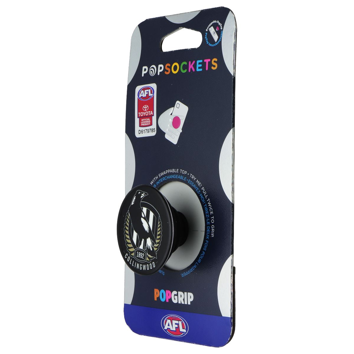 PopSockets PopGrip Expanding Stand Grip w/Swap Top - AFL Collingwood Magpies Cell Phone - Mounts & Holders PopSockets - Simple Cell Bulk Wholesale Pricing - USA Seller