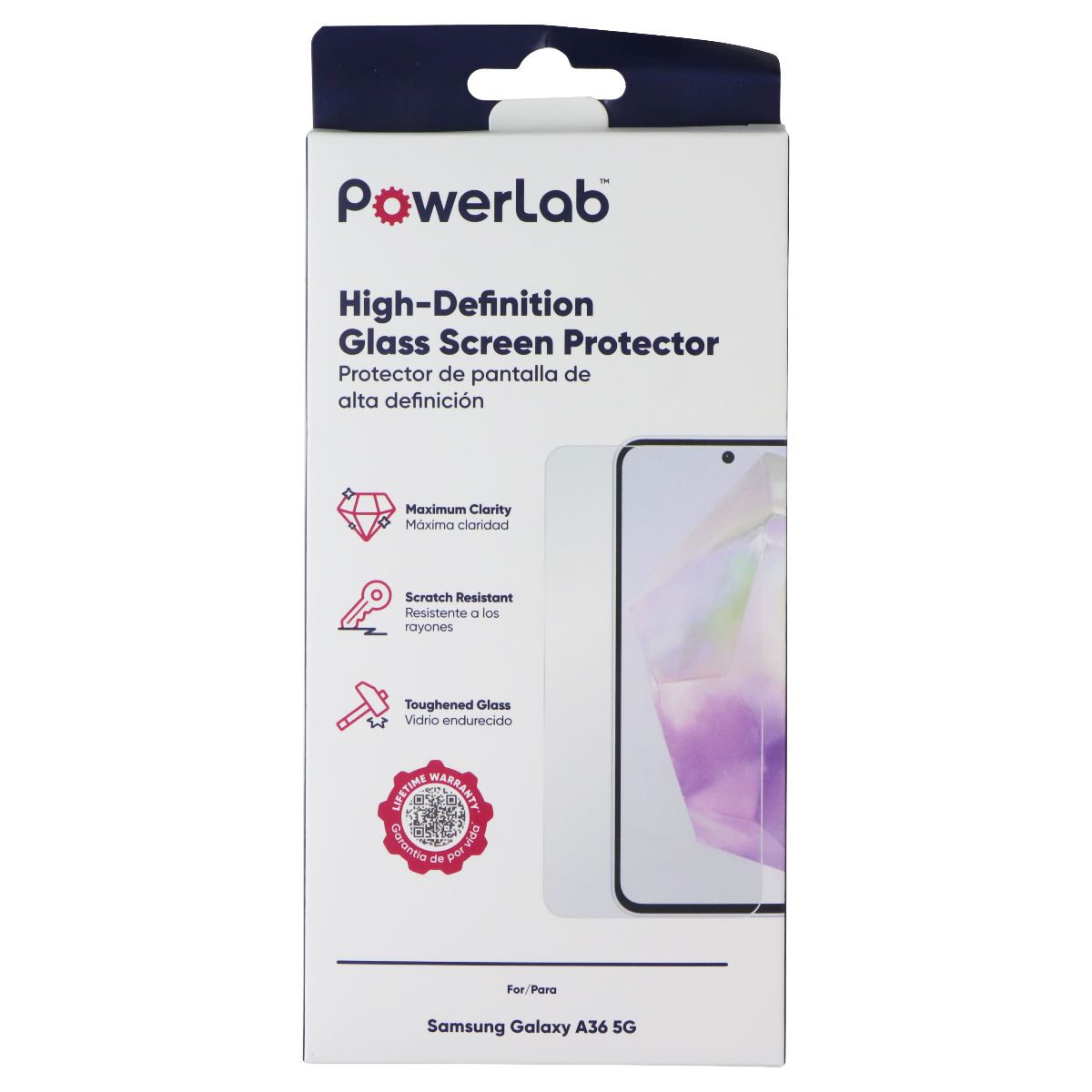PowerLab High Definition Glass Screen Protector for Samsung Galaxy A36 5G Cell Phone - Screen Protectors PowerLab - Simple Cell Bulk Wholesale Pricing - USA Seller