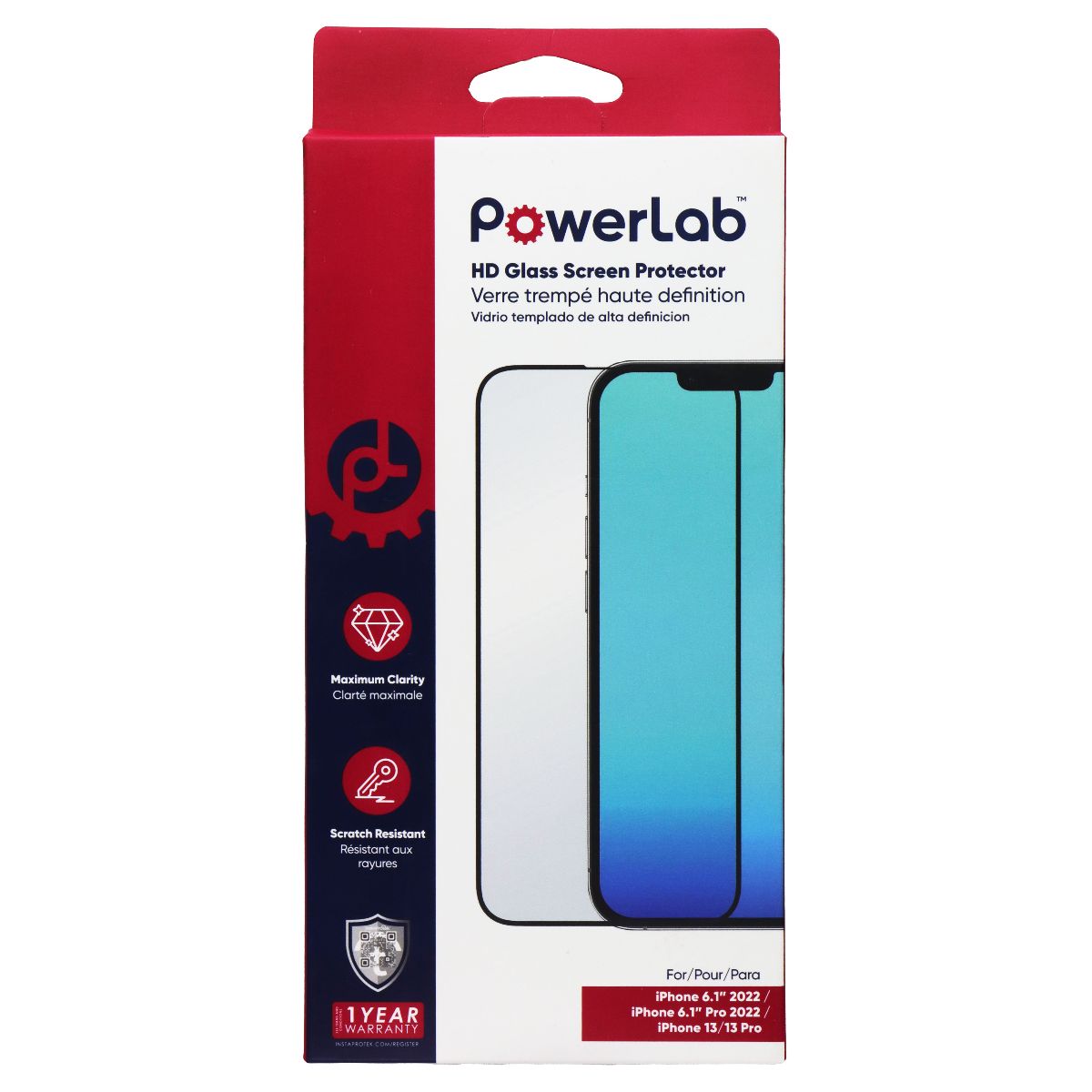 Powerlab - Tempered Glass iPhone 14/ 14 Pro/iPhone 13/13 Pro - Clear Cell Phone - Screen Protectors PowerLab - Simple Cell Bulk Wholesale Pricing - USA Seller