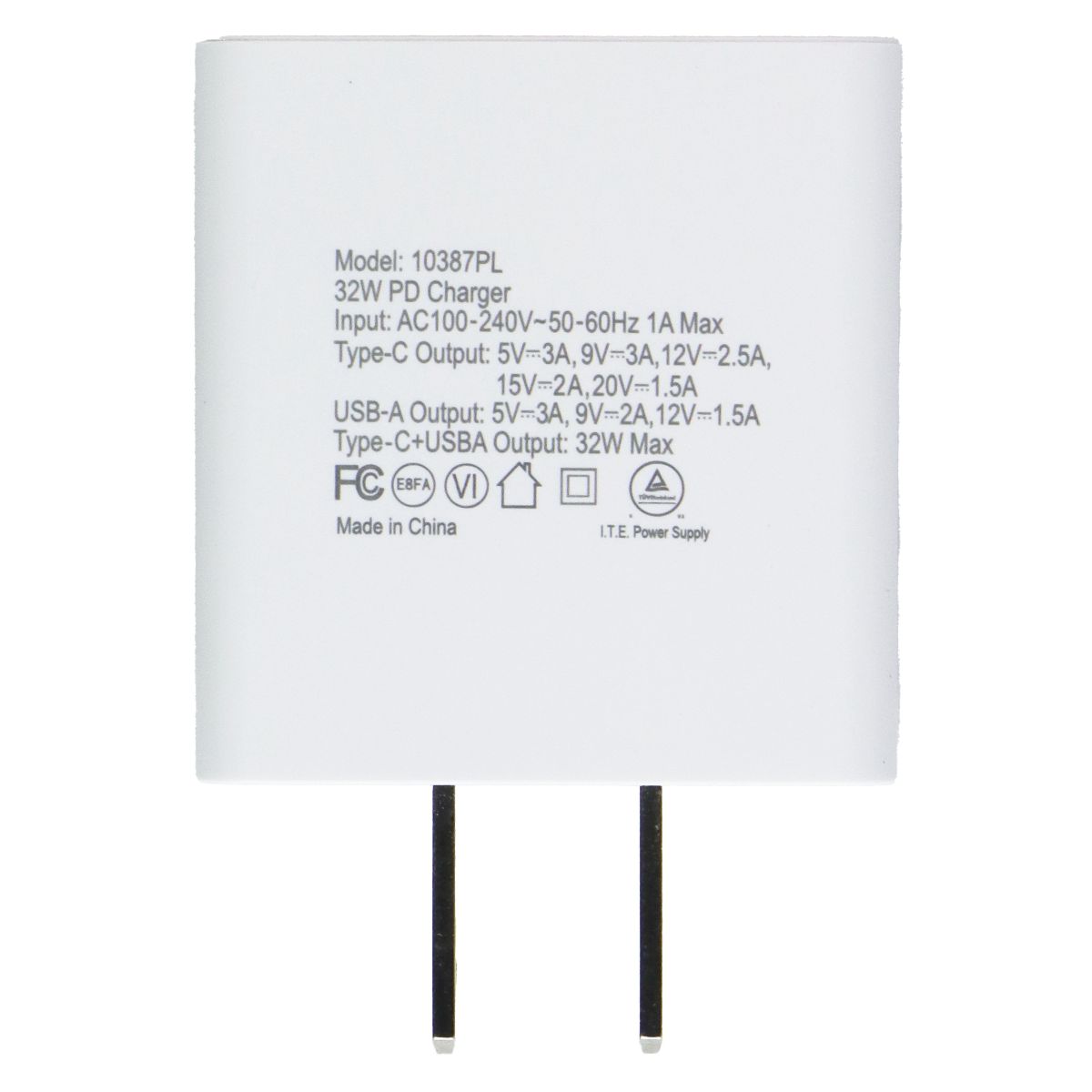 PowerLab USB-C to Lightning (8-Pin) Cable + USB-C/USB-A Wall Charger - White Cell Phone - Chargers & Cradles PowerLab - Simple Cell Bulk Wholesale Pricing - USA Seller