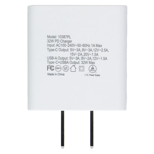 PowerLab USB-C to Lightning (8-Pin) Cable + USB-C/USB-A Wall Charger - White