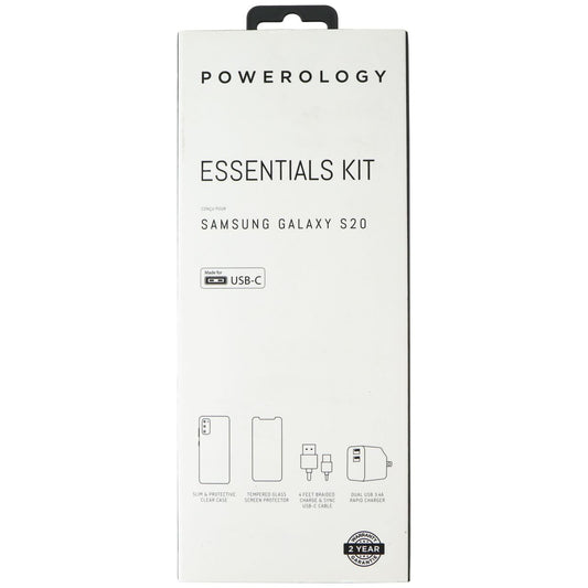 Powerology Essentials Kit w/ Case and Power for Samsung Galaxy S20 - Clear Cell Phone - Accessory Bundles Powerology - Simple Cell Bulk Wholesale Pricing - USA Seller