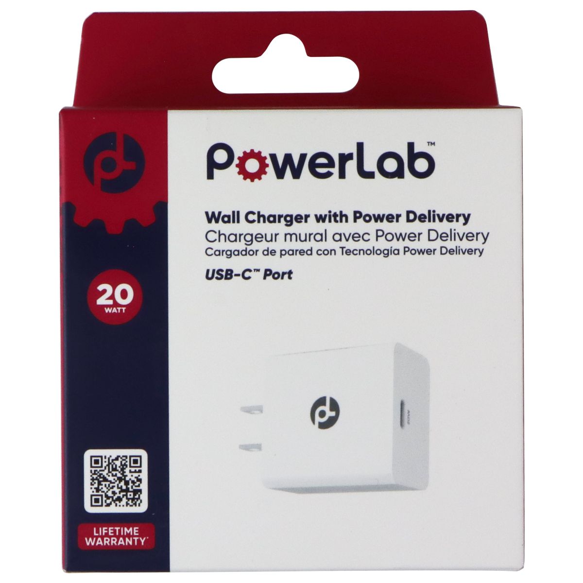 PowerLab 20W USB-C Wall Charger with Power Delivery - White Cell Phone - Chargers & Cradles PowerLab - Simple Cell Bulk Wholesale Pricing - USA Seller