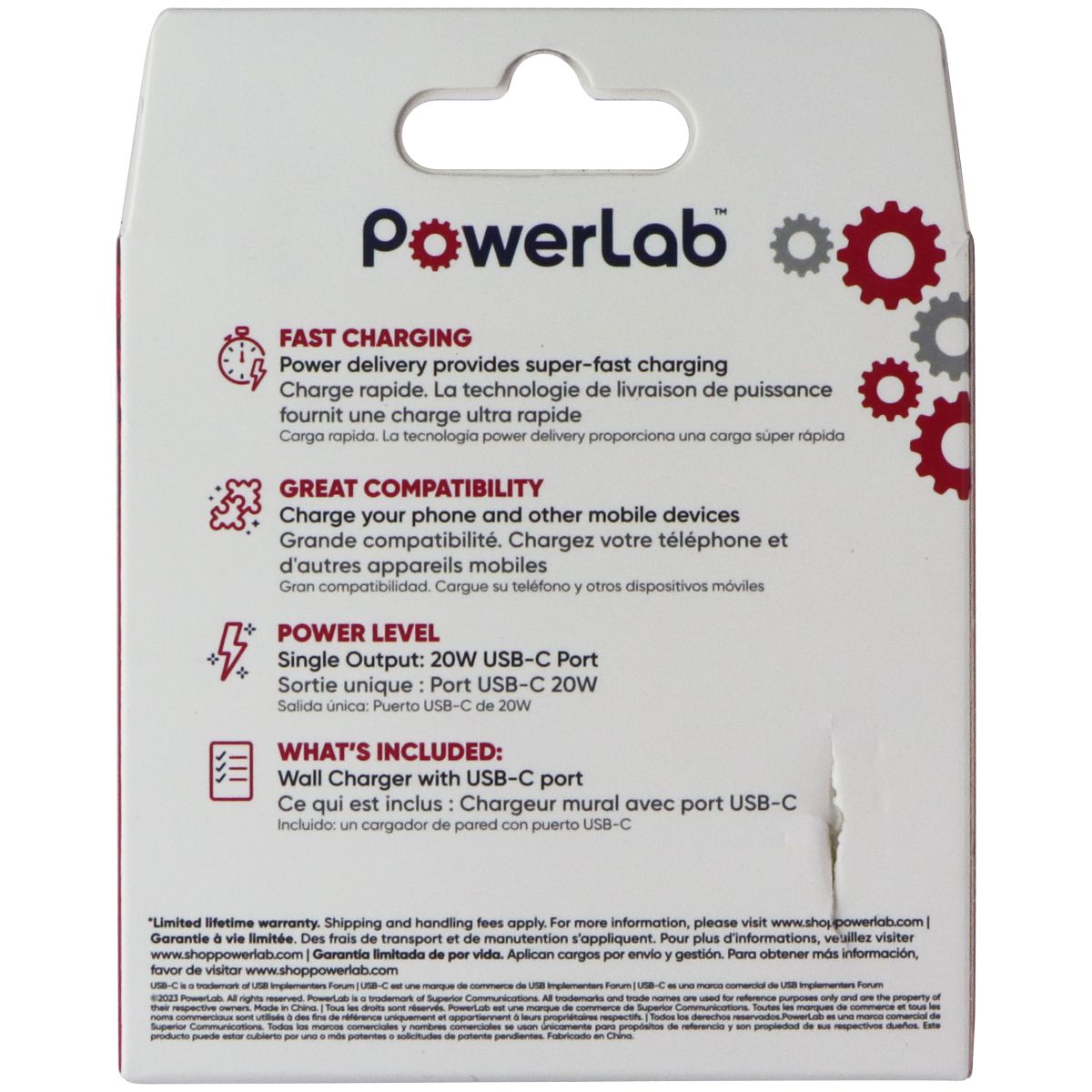 PowerLab 20W USB-C Wall Charger with Power Delivery - White Cell Phone - Chargers & Cradles PowerLab - Simple Cell Bulk Wholesale Pricing - USA Seller