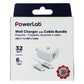 PowerLab 32W Wall Charger and 6-Ft USB-C to USB-C Cable - White/Silver Cell Phone - Chargers & Cradles PowerLab - Simple Cell Bulk Wholesale Pricing - USA Seller