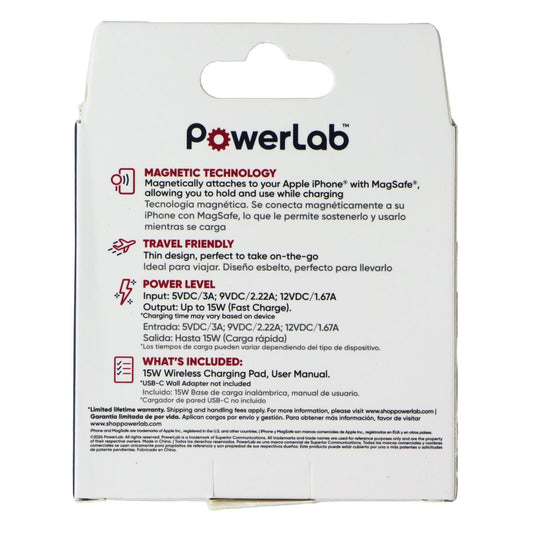 PowerLab (15W) Qi Magnetic Wireless Charging Pad - White Cell Phone - Chargers & Cradles PowerLab - Simple Cell Bulk Wholesale Pricing - USA Seller