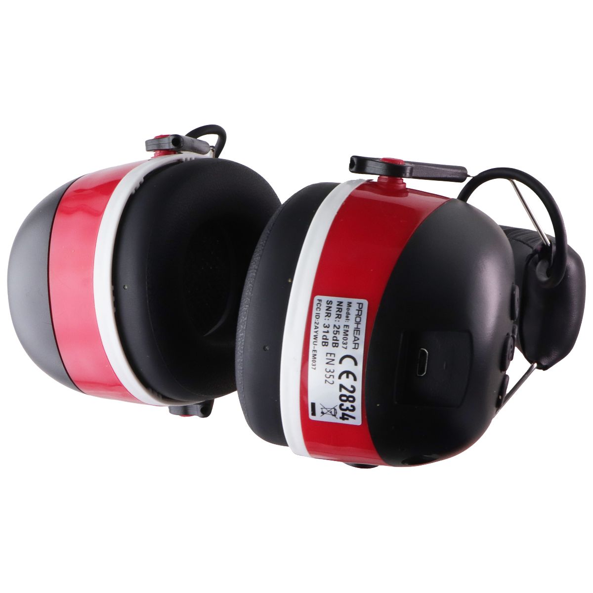 PROHEAR 037 Bluetooth Hearing Protection Safety Earmuffs - Red (EM037) Cell Phone - Headsets PROHEAR - Simple Cell Bulk Wholesale Pricing - USA Seller