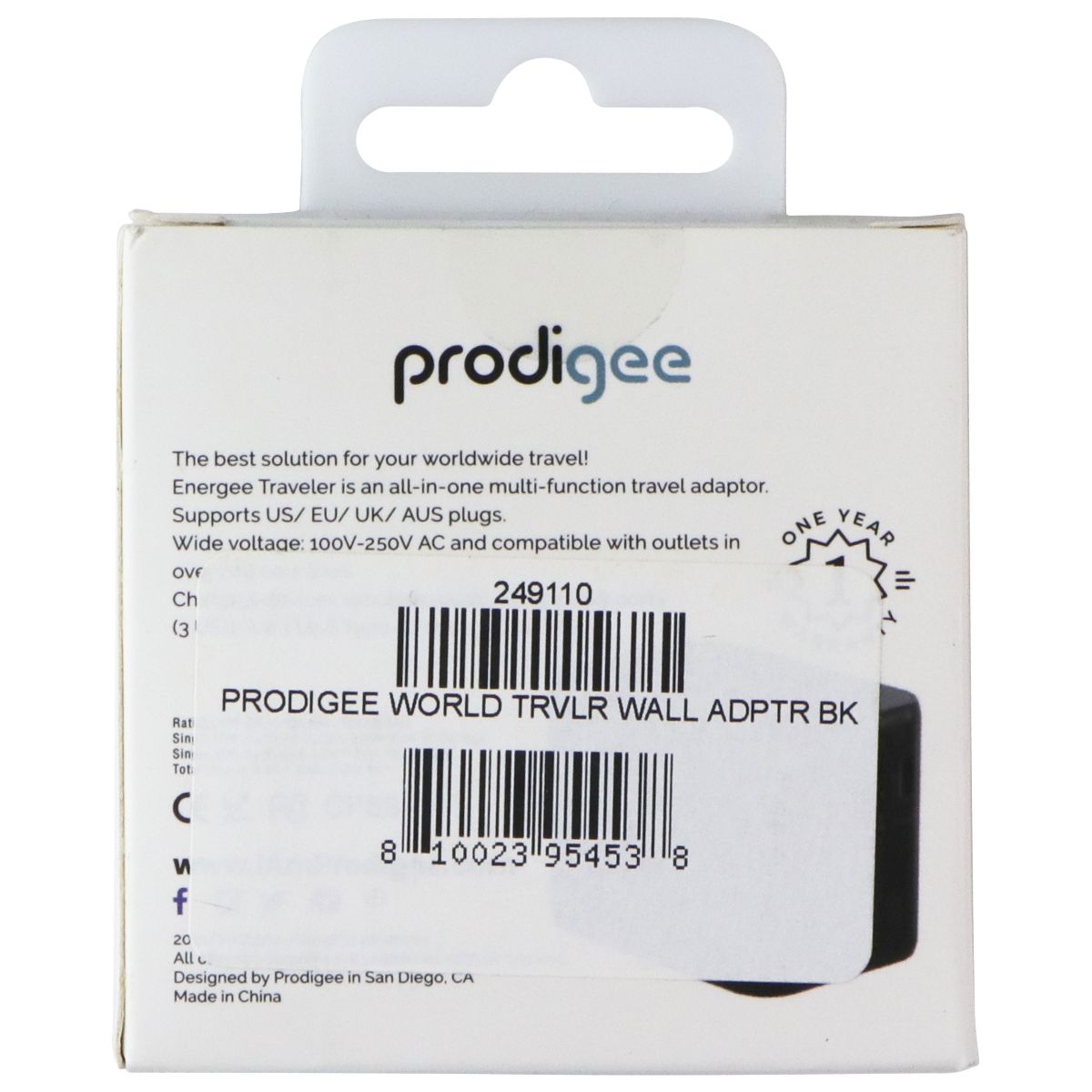 Prodigee Energee World Traveler USB-C/USB-A AC Travel Adapter - Black Cell Phone - Chargers & Cradles Prodigee - Simple Cell Bulk Wholesale Pricing - USA Seller
