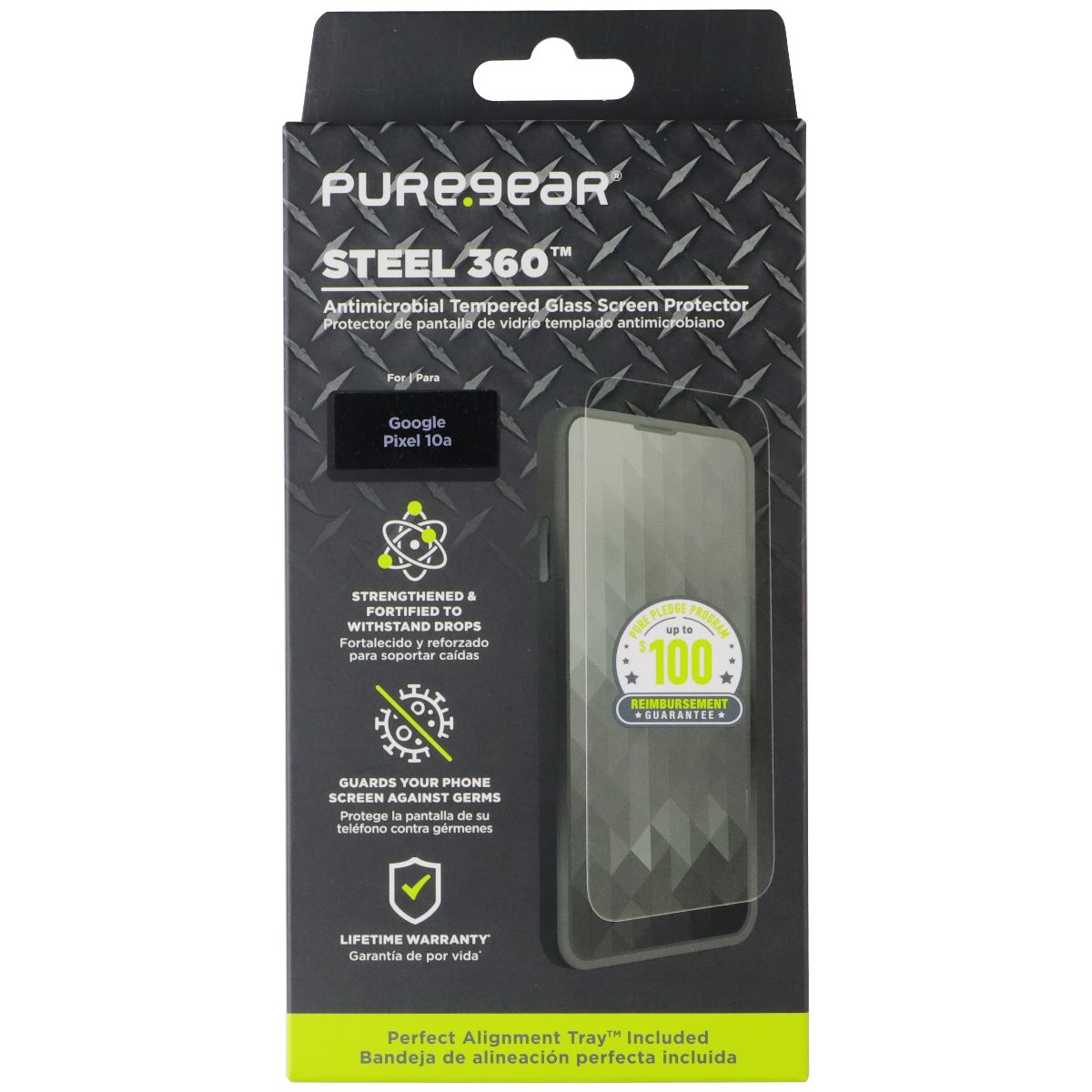 PureGear Steel 360 Tempered Glass Screen Protector for Google Pixel 10a Cell Phone - Screen Protectors PureGear - Simple Cell Bulk Wholesale Pricing - USA Seller