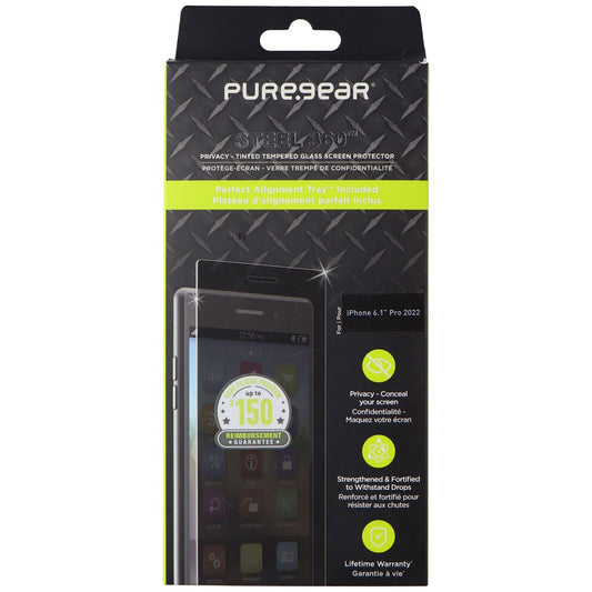 PureGear Steel 360 Privacy Tinted Tempered Glass for Apple iPhone 14 Pro Cell Phone - Screen Protectors PureGear - Simple Cell Bulk Wholesale Pricing - USA Seller