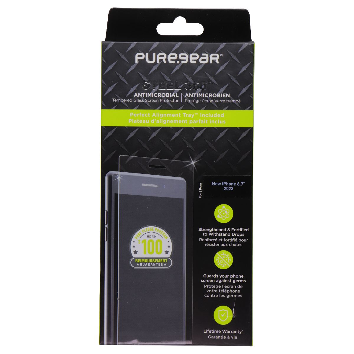 PureGear Steel 360 Tempered Glass for Apple iPhone 15 Plus - Clear Cell Phone - Screen Protectors PureGear - Simple Cell Bulk Wholesale Pricing - USA Seller
