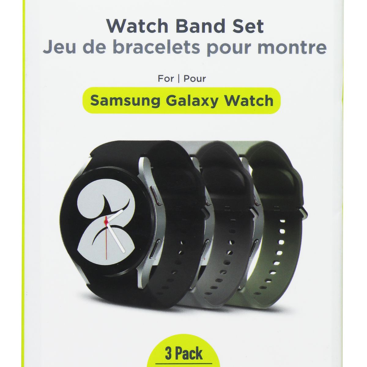 PureGear 3 Pack Silicone Watch Band Set for Samsung Galaxy Watch 6/5/4 Smart Watch Accessories - Watch Bands PureGear - Simple Cell Bulk Wholesale Pricing - USA Seller
