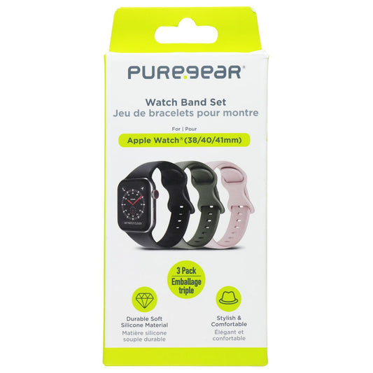 PureGear 3 Pack Silicone Watch Band Set for Apple Watch (38/40/41mm) Smart Watch Accessories - Watch Bands PureGear - Simple Cell Bulk Wholesale Pricing - USA Seller