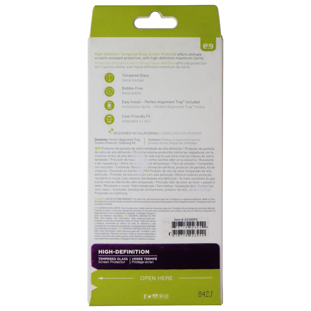 PureGear High Definition Tempered Glass Screen Protector for LG K9 - Clear Cell Phone - Screen Protectors PureGear - Simple Cell Bulk Wholesale Pricing - USA Seller