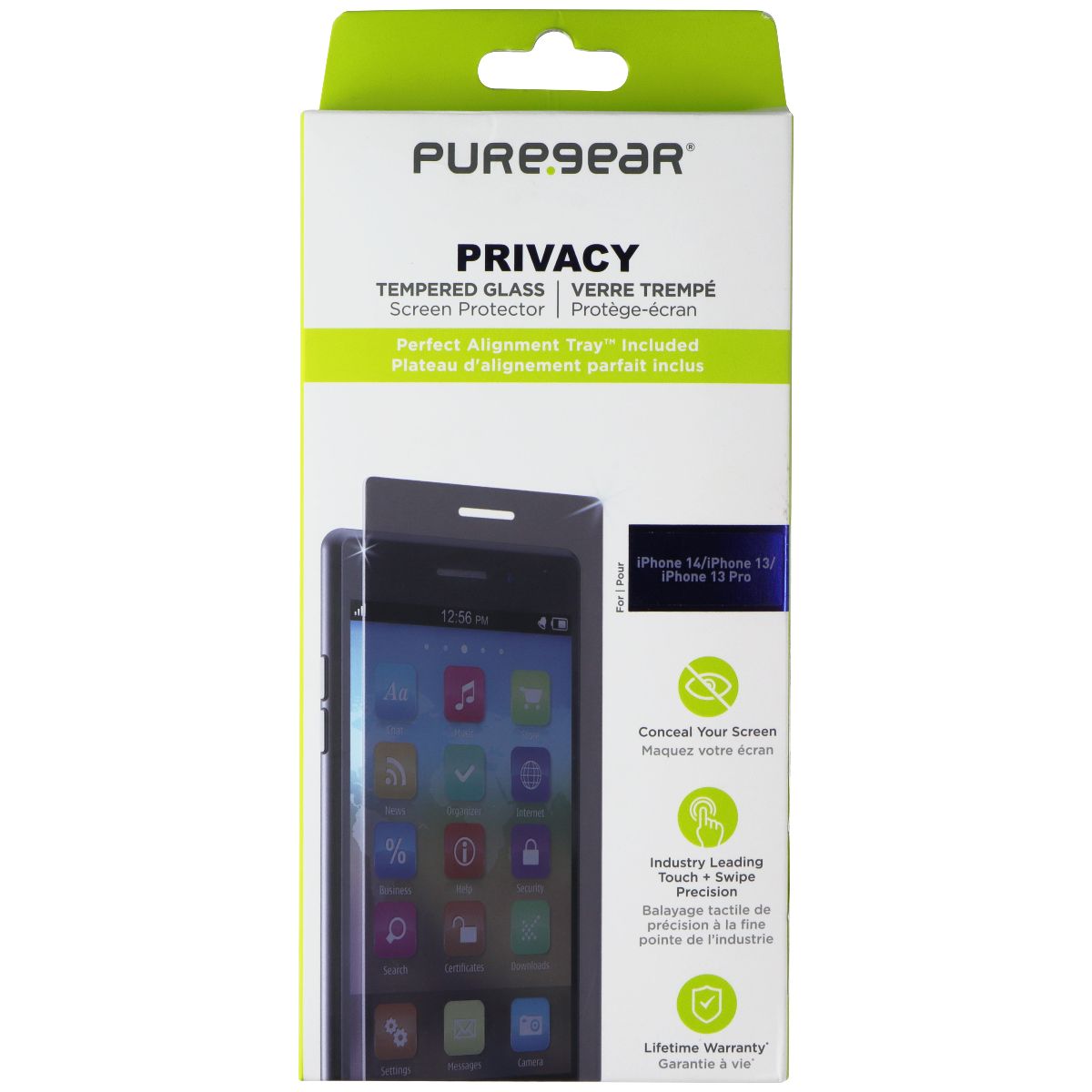 PureGear Privacy Tempered Glass Screen Protector for Apple iPhone 14/13 Pro/13 Cell Phone - Screen Protectors PureGear - Simple Cell Bulk Wholesale Pricing - USA Seller