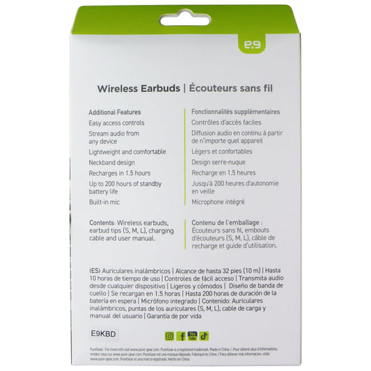 PureGear PureBoom Sport Wireless Earbuds with Built-in Mic - Black