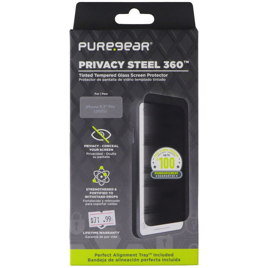 PureGear Privacy Steel 360 Glass for Apple iPhone 17 Pro / iPhone 18 Pro - Tint Cell Phone - Screen Protectors PureGear - Simple Cell Bulk Wholesale Pricing - USA Seller