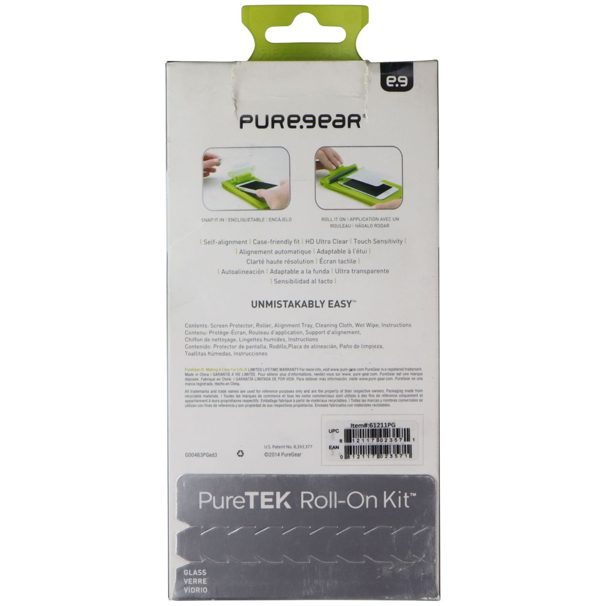 PureGear PureTEK Roll-On Kit Flexible Glass Screen Shield for Moto G (3rd Gen) Cell Phone - Screen Protectors PureGear - Simple Cell Bulk Wholesale Pricing - USA Seller