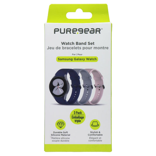 PureGear Silicone Watch Band Set for Galaxy Watch - Blue/Gray/Pink (3 Pack) Smart Watch Accessories - Watch Bands PureGear - Simple Cell Bulk Wholesale Pricing - USA Seller